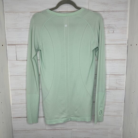 Lululemon Womens Swiftly Tech Long Sleeve Top Size 10 Mint Green Yoga Workout - Picture 3 of 6